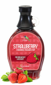 Green Jay Gourmet frasco frontal de jarabe de fresa, presentación apetecible