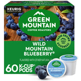 Green Mountain caja frontal mostrando 60 cápsulas y sabor arándano, conveniencia inmediata