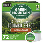 Green Mountain Coffee Roasters empaque frontal que destaca origen colombiano y beneficio de sabor consistente