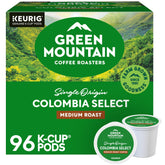 Green Mountain Coffee Roasters paquete frontal mostrando 96 cápsulas y beneficios prácticos