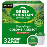 Green Mountain Coffee Roasters frontal del paquete mostrando marca y variedad Colombia Select para conveniencia