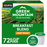 Green Mountain Coffee Roasters frente del empaque mostrando 72 cápsulas y beneficios