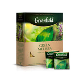 Greenfield paquete frontal mostrando 100 bolsitas y diseño práctico