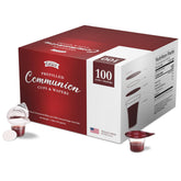 GSM Brands caja frontal del juego de 100 copas y hostias mostrando empaque compacto y etiqueta clara