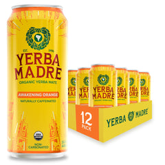 Guayaki Yerba Madre vista frontal de la lata que muestra diseño y tamaño