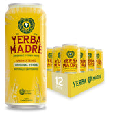 Lata Guayaki Yerba Madre vista frontal mostrando diseño y beneficio refrescante