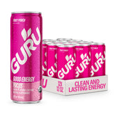 GURU lata frente mostrando diseño y beneficio energía natural