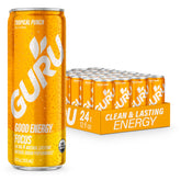 GURU lata frontal Tropical Punch mostrando diseño y energía natural