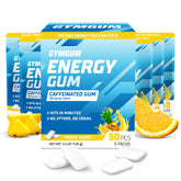 GYMGUM empaque frontal Tropic Burst mostrando bolsita portátil y beneficio rápida energía