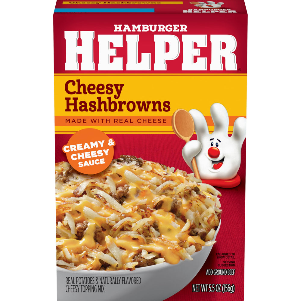 Hamburger Helper frente del empaque mostrando la mezcla y conveniencia