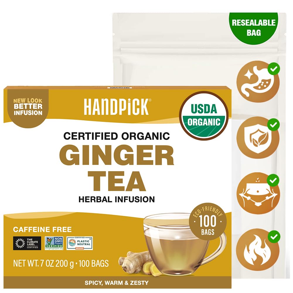 HANDPICK frente del empaque mostrando 100 bolsitas y beneficios ecológicos