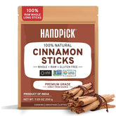 HANDPICK paquete frontal de palitos de canela, presentación práctica y aromática