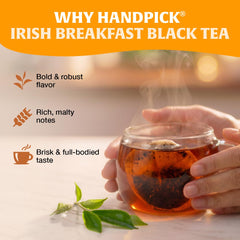 HANDPICK hojas de té negro a granel mostrando textura y origen elevado