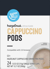 Happy Belly taza de capuchino preparado con espuma cremosa, sabor avellana listo