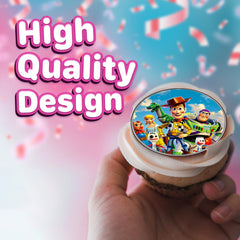 happy choices toppers recortados sobre cupcake, acabado festivo y comestible