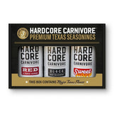 Hardcore Carnivore portada del set mostrando los tres frascos y etiqueta clara