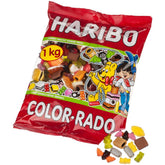 Haribo Color Rado frente del envase mostrando mezcla grande y beneficios para compartir