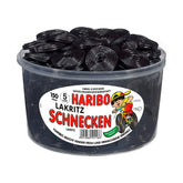 Haribo Lakritz-Schnecken paquete frontal muestra cantidad y diseño