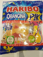 Haribo Orangina envase frontal mostrando botella squeezable y colores