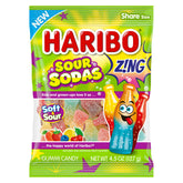 Haribo Sour Sodas frente del empaque mostrando logo y bolsa