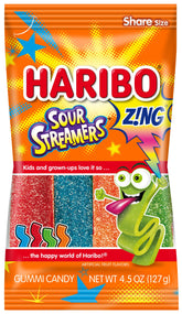 Haribo paquete frente mostrando colores y variedad para compartir