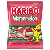 HARIBO paquete frontal mostrando bolsas de 4.1 oz y colores llamativos para compartir