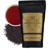 Harney & Sons paquete frontal de Irish Breakfast mostrando etiqueta y bolsa resealable