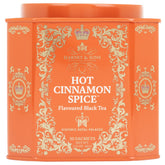 Harney & Sons lata frontal del té Hot Cinnamon Spice mostrando la presentación decorativa y protección