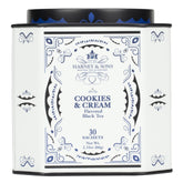 Harney & Sons lata frontal mostrando 30 sachets y almacenamiento práctico