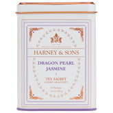 Harney & Sons lata frontal del té Dragon Pearl Jasmine, presentación atractiva