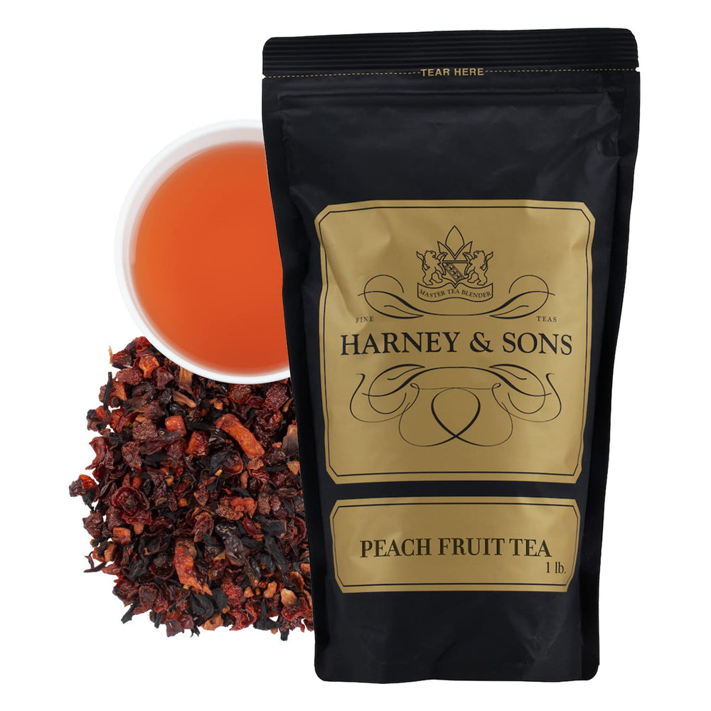 Harney & Sons paquete de 16 oz a granel mostrando etiqueta y tamaño ideal