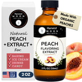 Harvest Moon Delights botella frontal mostrando el extracto de durazno y su practicidad