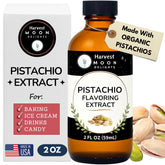 Harvest Moon Delights botella frontal mostrando extracto de pistacho y calidad