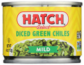 Hatch Farms lata frontal mostrando chiles picados, conveniencia de uso