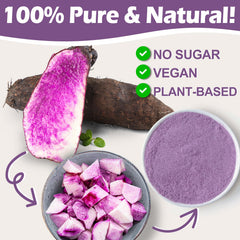 HAVNDRAE mano aplicando polvo de ube sobre pastel para color natural