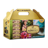 Hawaiian Host frontal del empaque tote mostrando cinco cajas y aspecto regalo