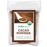 Healthworks Superfoods envase frontal de cacao orgánico 5 lb, práctica presentación