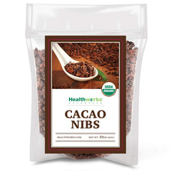 Healthworks Superfoods paquete frontal de nibs orgánicos, práctico y puro
