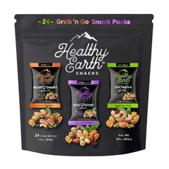 Healthy Earth frente del empaque mostrando variedad y conveniencia