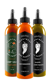 Heartbeat Hot Sauce Co. vista frontal del pack clásico, muestra variedad y calidad