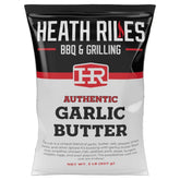 Heath Riles frasco frontal del Garlic Butter rub mostrando marca y envase para fácil identificación