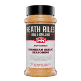 Heath Riles envase frontal mostrando rub parmesano ajo y atractivo visual