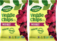 Heaven & Earth paquete frontal mostrando chips de remolacha y sello sin gluten