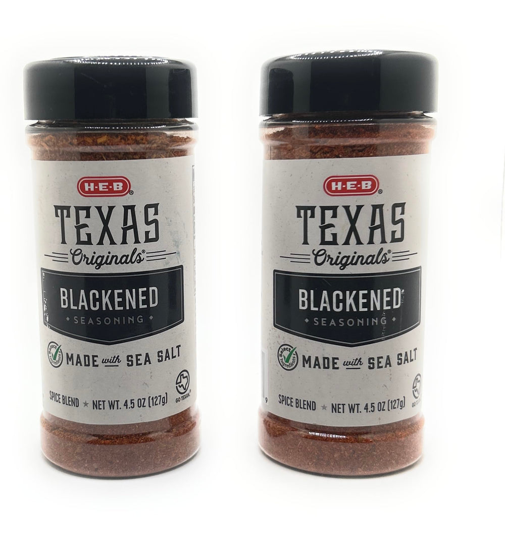 HEB envase frontal Blackened mostrando la marca y el tamaño 4.5 oz, ideal para asados