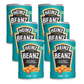 Heinz Beanz presentación frontal mostrando la lata y el sello de calidad Heinz y conveniencia