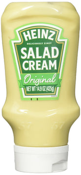 HEINZ Salad Cream botella frontal, viste ensaladas con sabor clásico