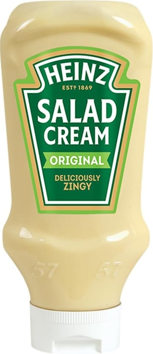 Heinz Salad Cream frontal en botella squeezy, práctica para aderezar rápido