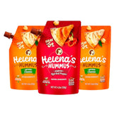 Helena Hummus frente del pack tripack, portable y práctico