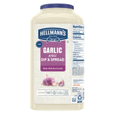 Hellmann's alioli ajo frente del envase mostrando tamaño y marca, ayuda a identificar producto
