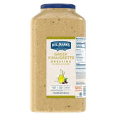 Hellmann's envase frontal con vinagreta griega mostrando marca y volumen